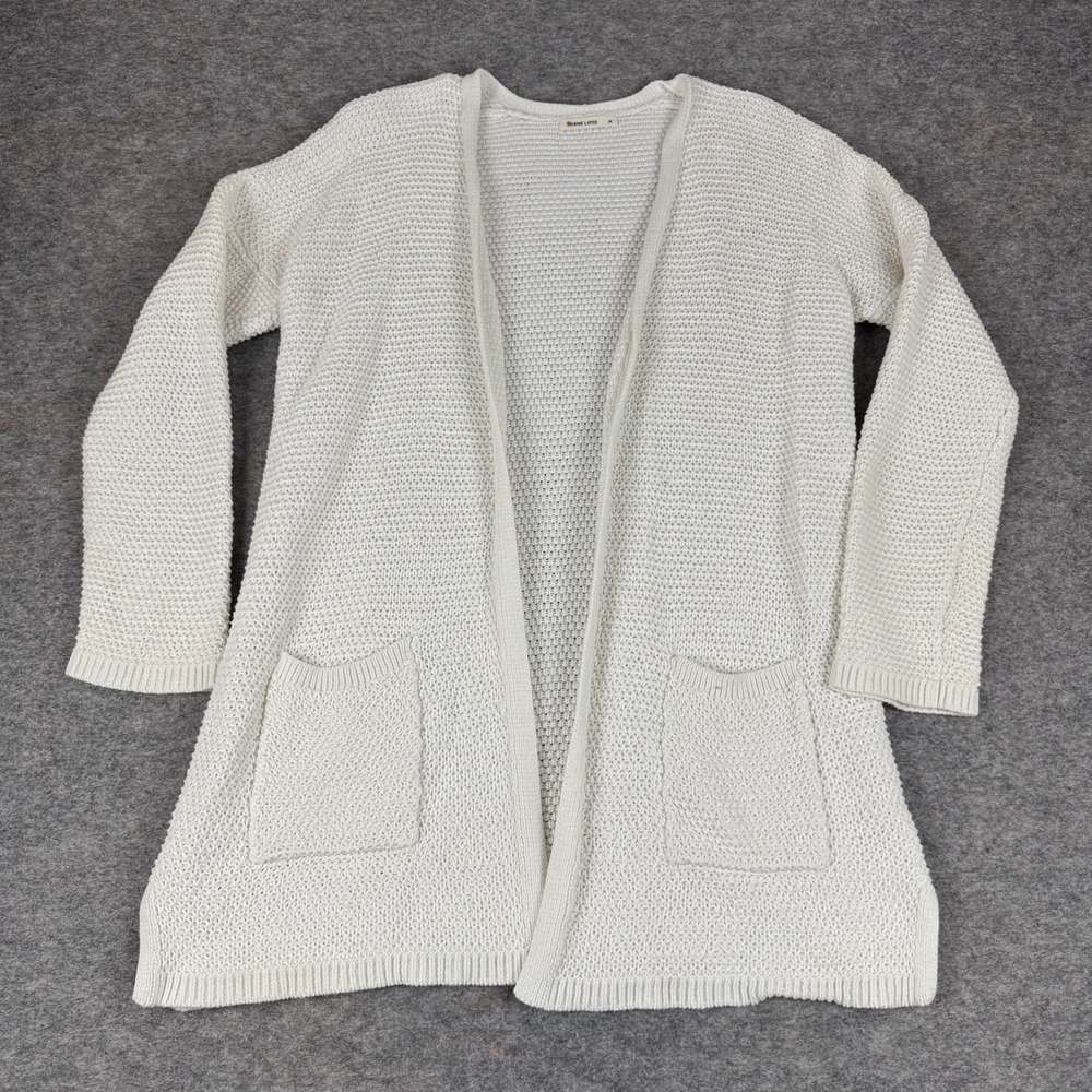 Marine Layer Catalina Open Knit Cardigan Ivory Milk Pockets‎ Womens Medium M